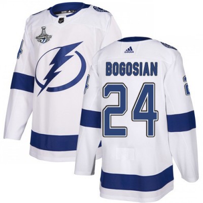 Adidas Tampa Bay Lightning #24 Zach Bogosian White Road Authentic 2020 Stanley Cup Champions Stitched NHL Jersey